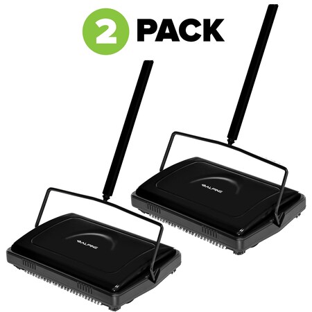 Alpine Industries Triple Brush Floor and Carpet Sweeper, Black, PK2 ALP469-BLK-2pk